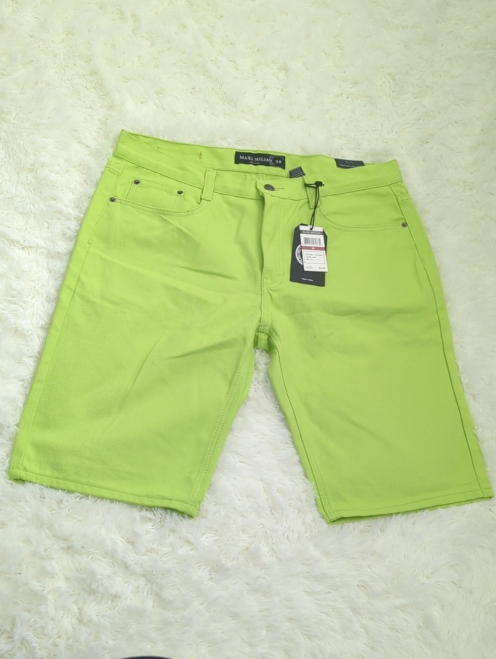 MAXI MILIAN Lime Green Flat Front Shorts 20Wx24L Rise 14